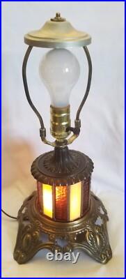 Vintage EF EF Industries 1970 Slag Glass 3 Way Table Lamp #338