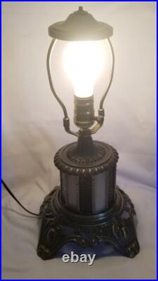 Vintage EF EF Industries 1970 Slag Glass 3 Way Table Lamp #338