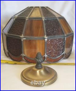 Vintage EF EF Industries 1970 Slag Glass 3 Way Table Lamp #338