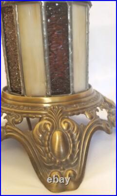 Vintage EF EF Industries 1970 Slag Glass 3 Way Table Lamp #338