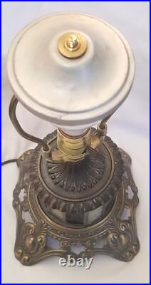 Vintage EF EF Industries 1970 Slag Glass 3 Way Table Lamp #338