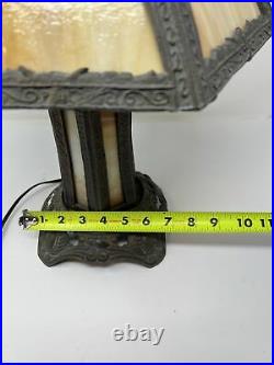 Vintage EF & EF Industries Green Slag Glass Table Lamp HEAVY