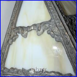 Vintage EF & EF Industries Slag Glass Table Lamp 545X Ornate Cast Metal Gothic Vintage EF & EF Industries Slag Glass Table Lamp 545X Ornate Cast Metal Gothic