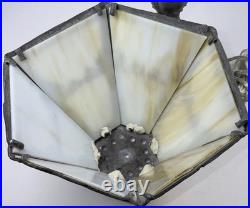 Vintage EF & EF Industries Slag Glass Table Lamp 545X Ornate Cast Metal Gothic