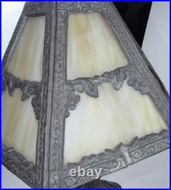 Vintage EF & EF Industries Slag Glass Table Lamp 545X Ornate Cast Metal Gothic
