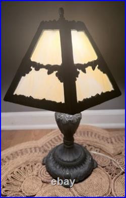 Vintage EF & EF Industries Slag Glass Table Lamp 545X Ornate Cast Metal Gothic Vintage EF & EF Industries Slag Glass Table Lamp 545X Ornate Cast Metal Gothic