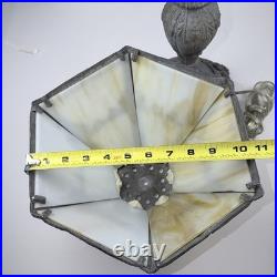 Vintage EF & EF Industries Slag Glass Table Lamp 545X Ornate Cast Metal Gothic