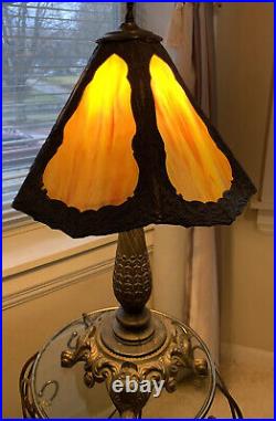 Vintage EF Industries Slag Glass Table Lamp. Nice Condition. See Photos & Read