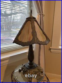 Vintage EF Industries Slag Glass Table Lamp. Nice Condition. See Photos & Read