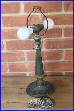 Vintage ESTATE Slag Glass Table Lamp 100% Original Ornate IVY Vines Leaves
