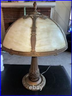 Vintage E. Miller & Co. Slag Glass Table Lamp Art Nouveau 1920s Works No Cracks Vintage E. Miller & Co. Slag Glass Table Lamp Art Nouveau 1920s Works No Cracks