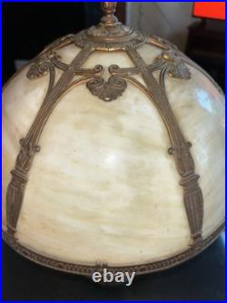 Vintage E. Miller & Co. Slag Glass Table Lamp Art Nouveau 1920s Works No Cracks Vintage E. Miller & Co. Slag Glass Table Lamp Art Nouveau 1920s Works No Cracks