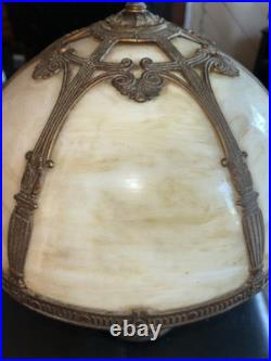 Vintage E. Miller & Co. Slag Glass Table Lamp Art Nouveau 1920s Works No Cracks