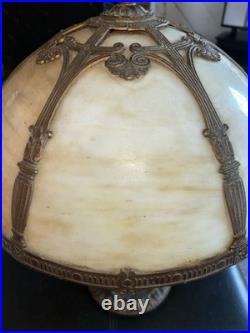 Vintage E. Miller & Co. Slag Glass Table Lamp Art Nouveau 1920s Works No Cracks