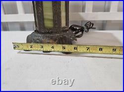 Vintage Early 20th Century Slag Glass Panel & Metal Double Lamp 14 Vintage Early 20th Century Slag Glass Panel & Metal Double Lamp 14