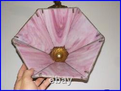Vintage Ef & Ef Industries Cherub Pink Slag Glass Table Lamp Shade Art Deco