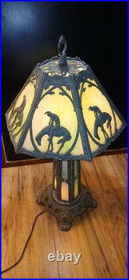 Vintage End Of The Trail Slag Glass Lamp