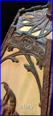 Vintage End Of The Trail Slag Glass Lamp