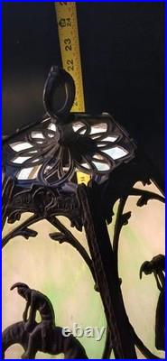 Vintage End Of The Trail Slag Glass Lamp