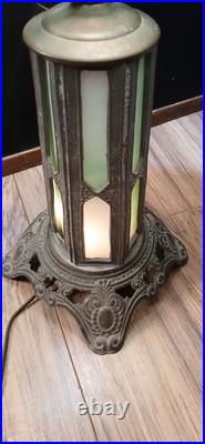 Vintage End Of The Trail Slag Glass Lamp