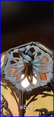 Vintage End Of The Trail Slag Glass Lamp