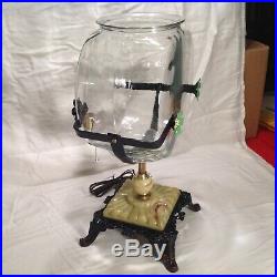 Vintage Fish Bowl Aquarium Tank Holder Light Lamp Art Deco Houze Or Slag Glass