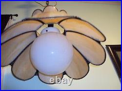 Vintage Flower 8-Panel Swag Stained Slag Glass Hanging Swag Lamp Shade 18