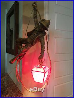 Vintage German Mountain Climber Hanging Lamp Red Slag Glass Pendant Light