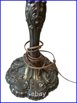 Vintage Gilbert USA Caramel Slag Glass Tulip Boudoir Table Lamp-Lily Pad Base
