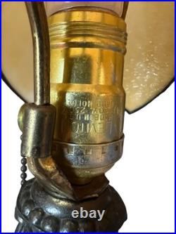 Vintage Gilbert USA Caramel Slag Glass Tulip Boudoir Table Lamp-Lily Pad Base