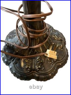Vintage Gilbert USA Caramel Slag Glass Tulip Boudoir Table Lamp-Lily Pad Base