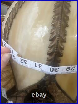 Vintage Gilbert USA Caramel Slag Glass Tulip Boudoir Table Lamp-Lily Pad Base