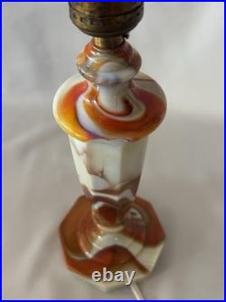 Vintage Globe Specialty Company Akro Agate Slag Glass Lamp Base As-Is See Photos