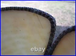 Vintage Gold Cast Metal Lamp With Slag Glass Shade Vintage Gold Cast Metal Lamp With Slag Glass Shade