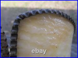 Vintage Gold Cast Metal Lamp With Slag Glass Shade