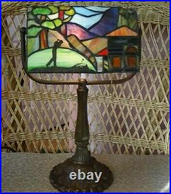 Vintage Golf Stained Glass Slag Glass Desk Lamp Golfer at The Clubhouse 16