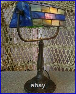 Vintage Golf Stained Glass Slag Glass Desk Lamp Golfer at The Clubhouse 16