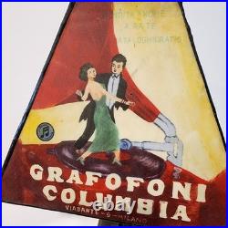 Vintage Grafofoni Columbia Art Deco Style Painted Slag Glass 14 Table Lamp Vintage Grafofoni Columbia Art Deco Style Painted Slag Glass 14 Table Lamp