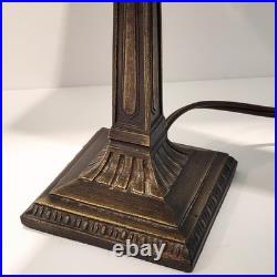 Vintage Grafofoni Columbia Art Deco Style Painted Slag Glass 14 Table Lamp
