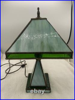 Vintage Green Slag Glass Lamp Early 20th Century