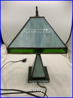 Vintage Green Slag Glass Lamp Early 20th Century