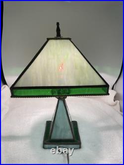 Vintage Green Slag Glass Lamp Early 20th Century