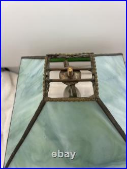 Vintage Green Slag Glass Lamp Early 20th Century