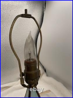 Vintage Green Slag Glass Lamp Early 20th Century