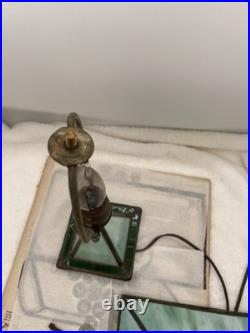 Vintage Green Slag Glass Lamp Early 20th Century