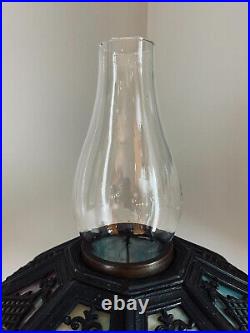 Vintage Green Slag glass Lamp Bradley & Hubbard Leaded cir 1920