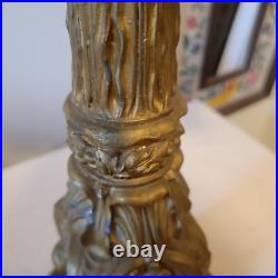 Vintage H. A. Best Stained Glass Lamp Green Slag