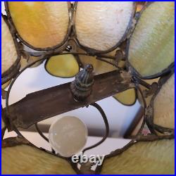 Vintage H. A. Best Stained Glass Lamp Green Slag