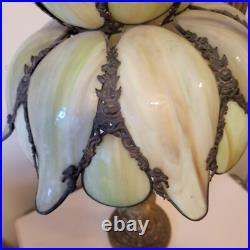 Vintage H. A. Best Stained Glass Lamp Green Slag