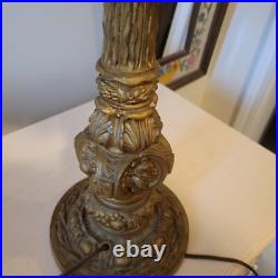 Vintage H. A. Best Stained Glass Lamp Green Slag